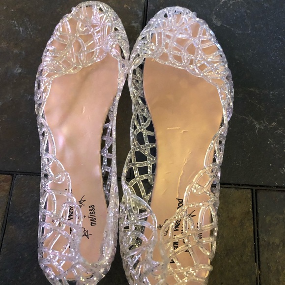 Vivienne Westwood Shoes - Clear/silver sparkly jelly sandals